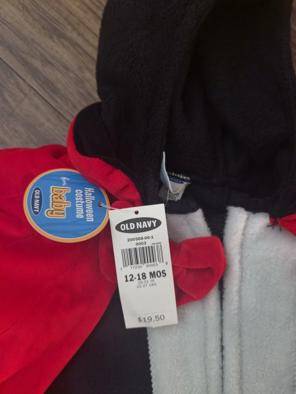 Old Navy Black and Red Hooded Vampire Costume